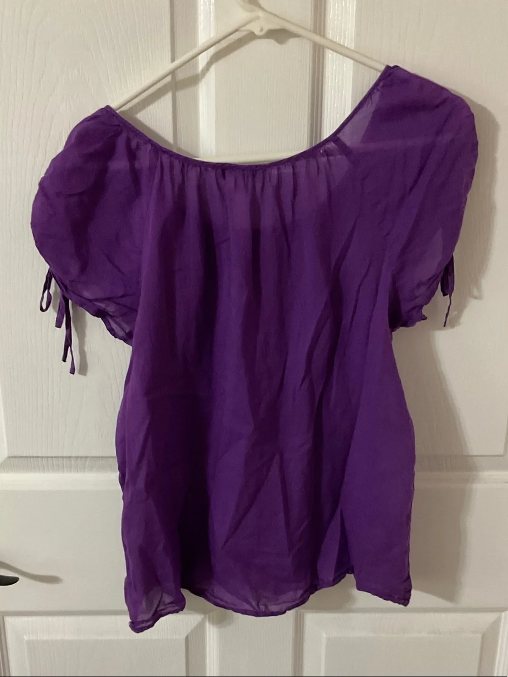 American Eagle Outfitters Purple Short-Sleeve Peasant Blouse - Picture 4 of 5